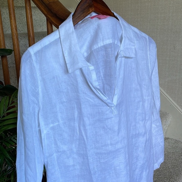 Isaac Mizrahi White Boho Linen Relaxed Beachy Tunic - Picture 2 of 10